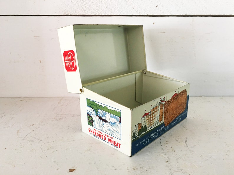 Vintage 1973 Nabisco Shredded Wheat Themed Recipe Box/Old Metal Recipe Box image 5