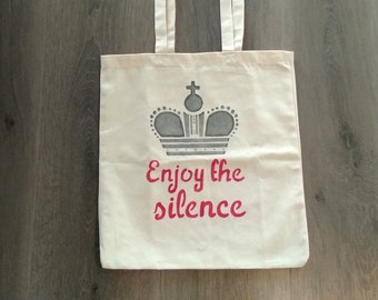 Canvas Bag Enjoy The Silence, Depeche Mode Tote, Shoulder Bag, Hand Drawn Design, Birthday Gift