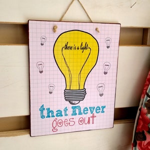 Sign With Song Lyrics There Is A Light That Never Goes Out, The Smiths, Housewarming Gift, Sign For Home