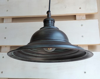 Lampada a sospensione in rame, lampada in rame ossidato, lampada a sospensione industriale, lampada da soffitto Vintage, lampadario industriale, lampada a sospensione ombra