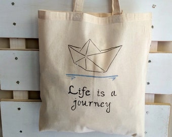 Tote Bag Life Is A Journey, Canvas Bag, Birthday Gift For Friend