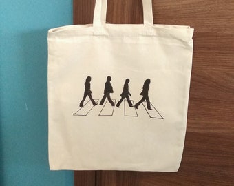 Tote Bag The Beatles Abbey Road, Gift For Friend, Hand Painted Shoulder Bag