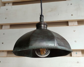Small Pendant Light, Oxydized Copper, Vintage Hanging Light, Ceiling Lamp, Industrial Chandelier, Pendant Lamp