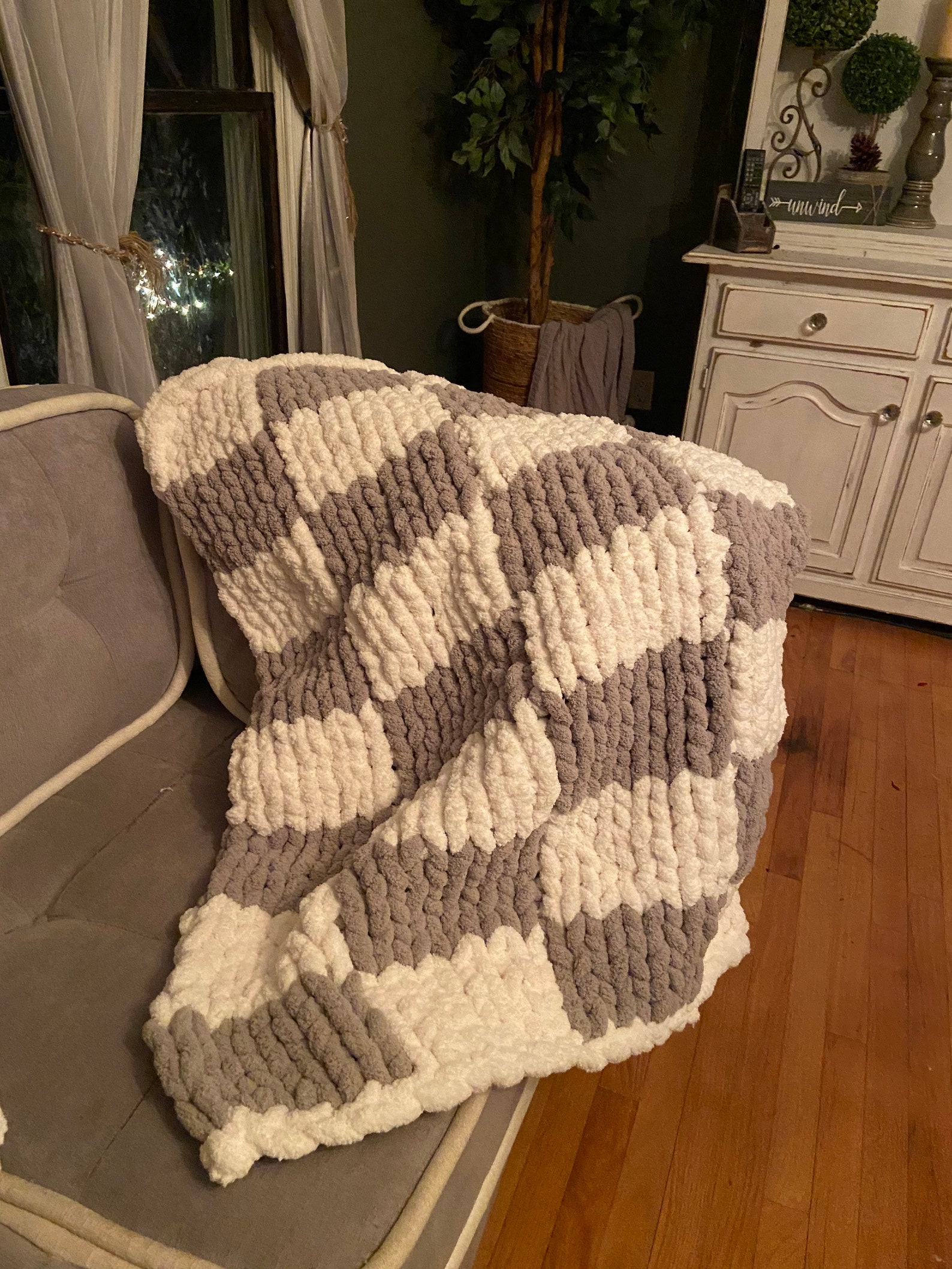 Chunky jumbo Yarn Blanket throw Giant hand knit cozy chenille Etsy
