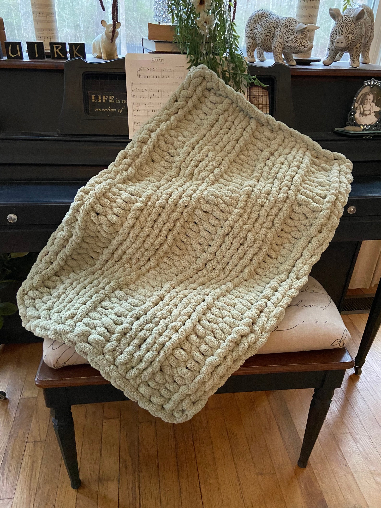 Chunky Yarn Hand Knit Throw Chunky Yarn Afghan Jumbo Soft Etsy