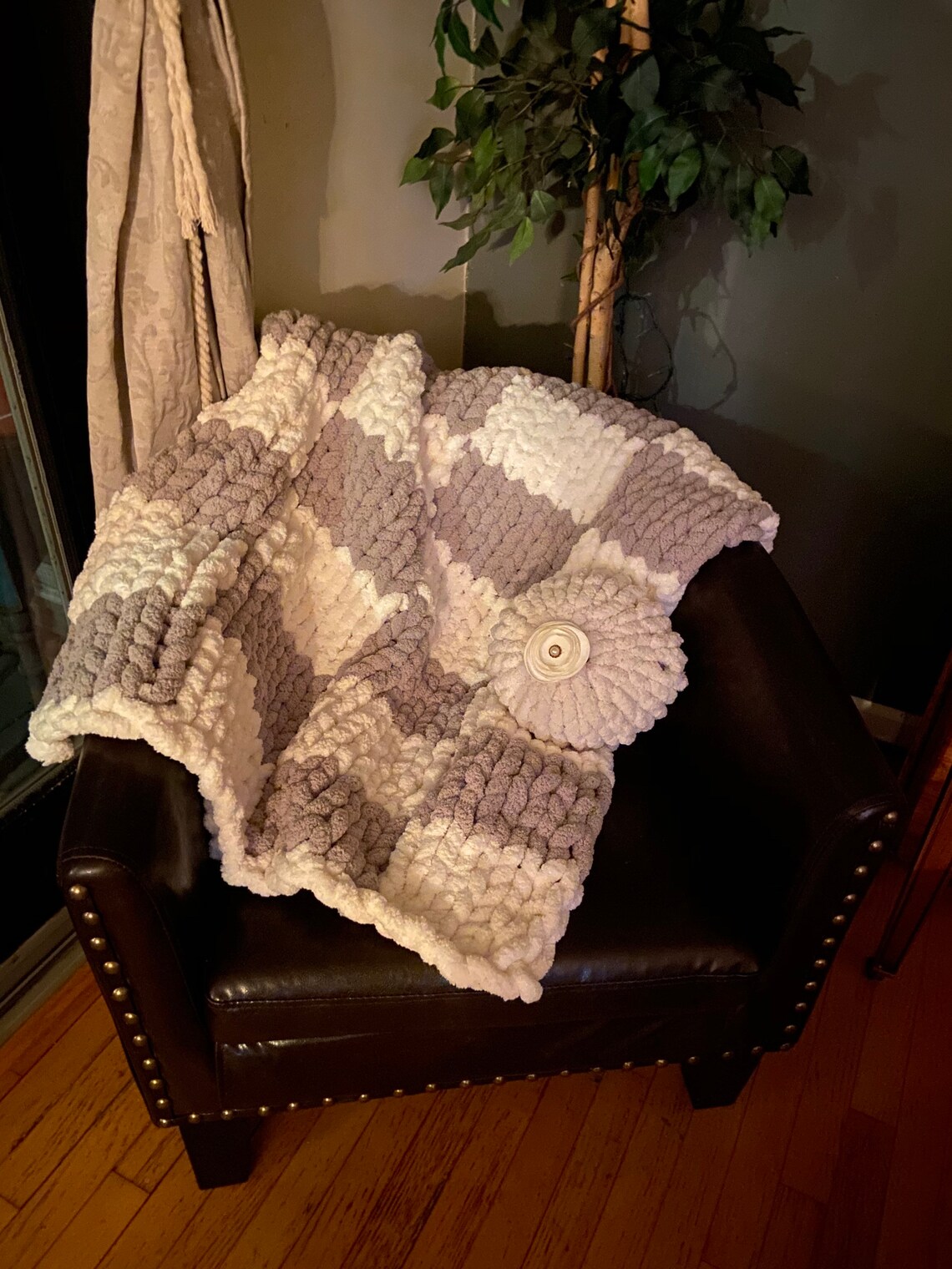 Chunky jumbo Yarn Blanket throw Giant hand knit cozy chenille Etsy