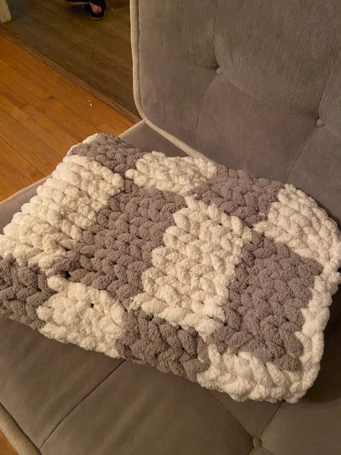 Chunky jumbo Yarn Blanket throw Giant hand knit cozy chenille Etsy