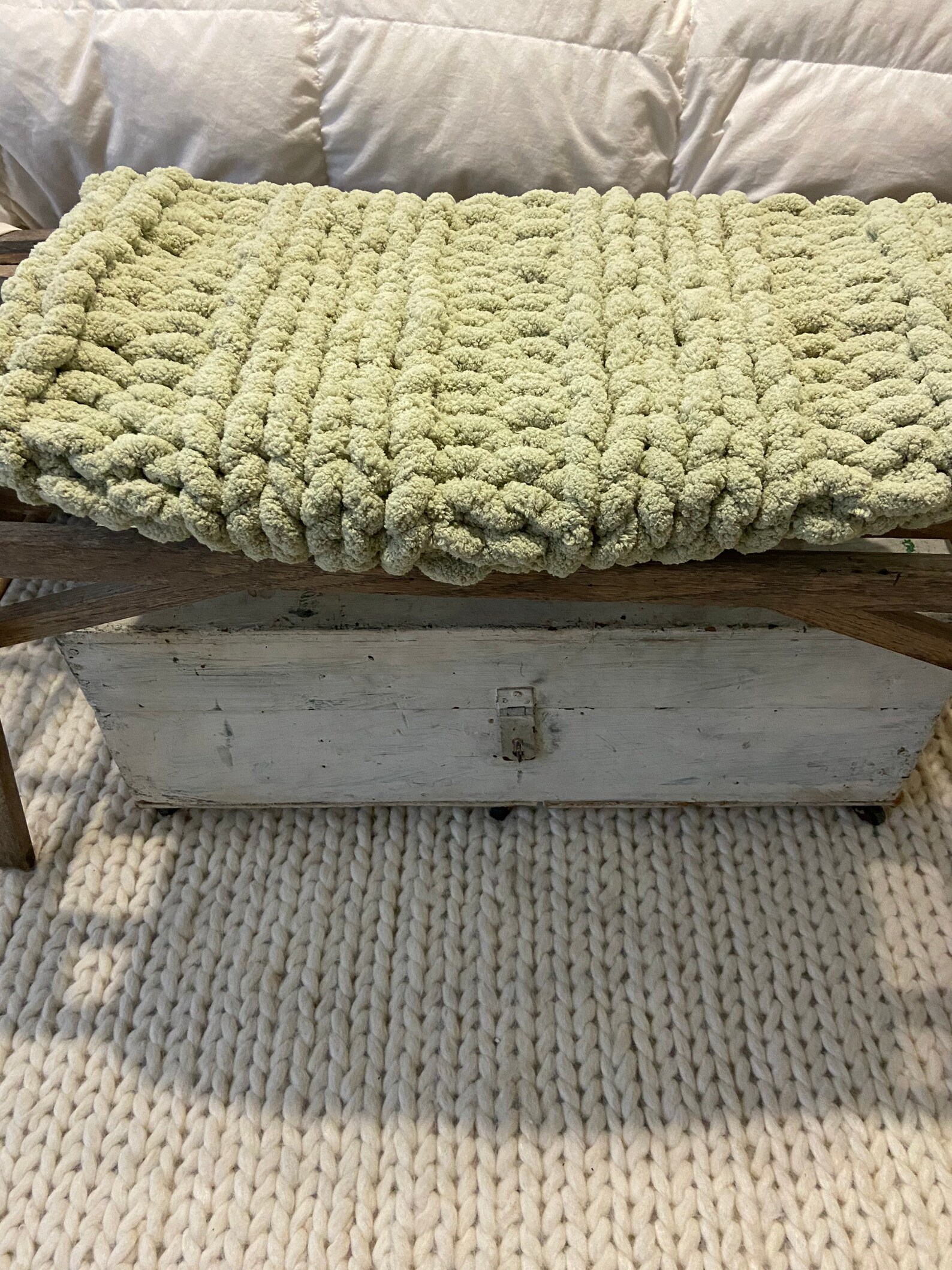 Chunky Yarn Hand Knit Throw Chunky Yarn Afghan Jumbo Soft Etsy