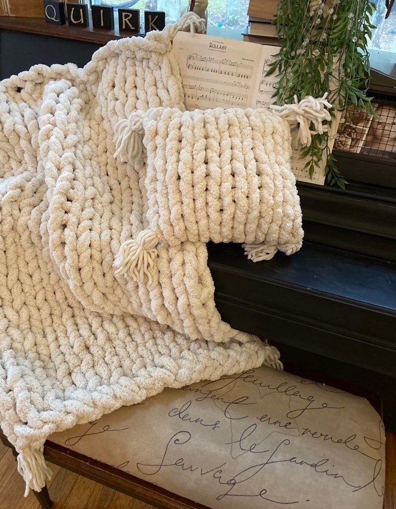 Cozy Chunky Yarn Pillows Tassels. Handmade. 3 Sizes. Choose Etsy