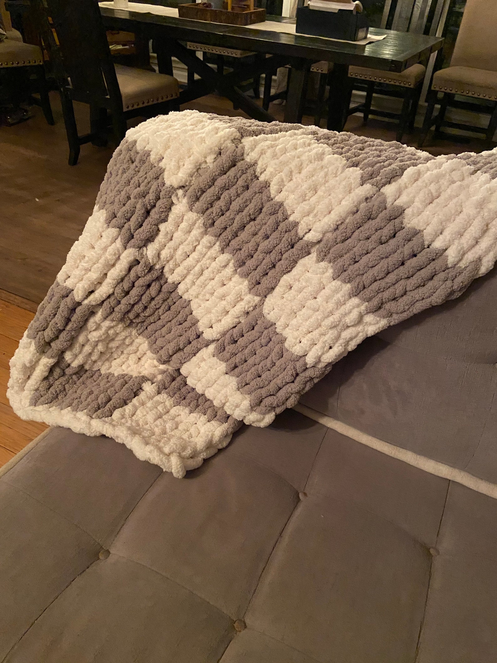 New Item. Chunky Yarn Blanket Checker pattern super cozy Etsy