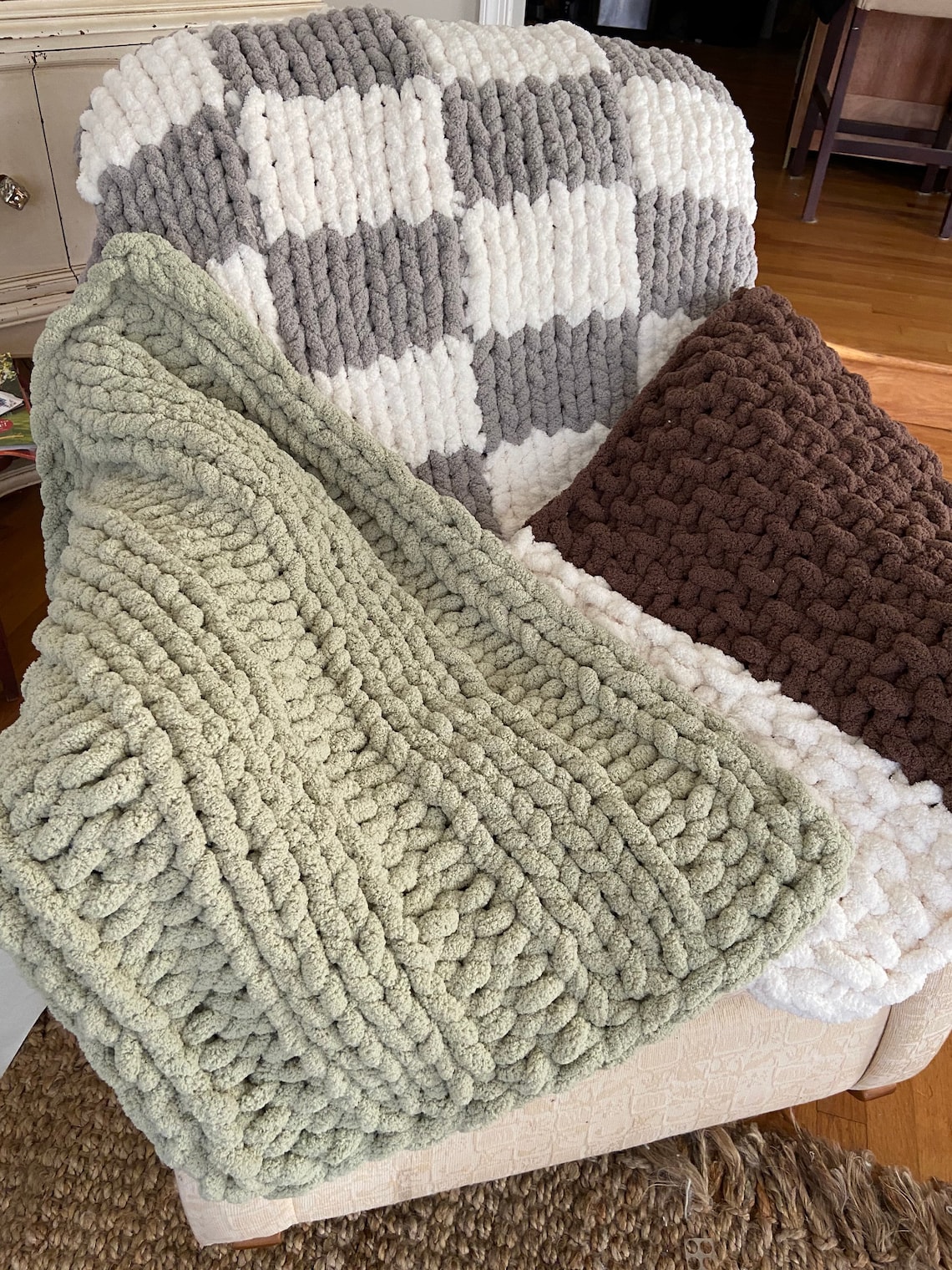 Chunky Yarn Hand Knit Throw Chunky Yarn Afghan Jumbo Soft Etsy