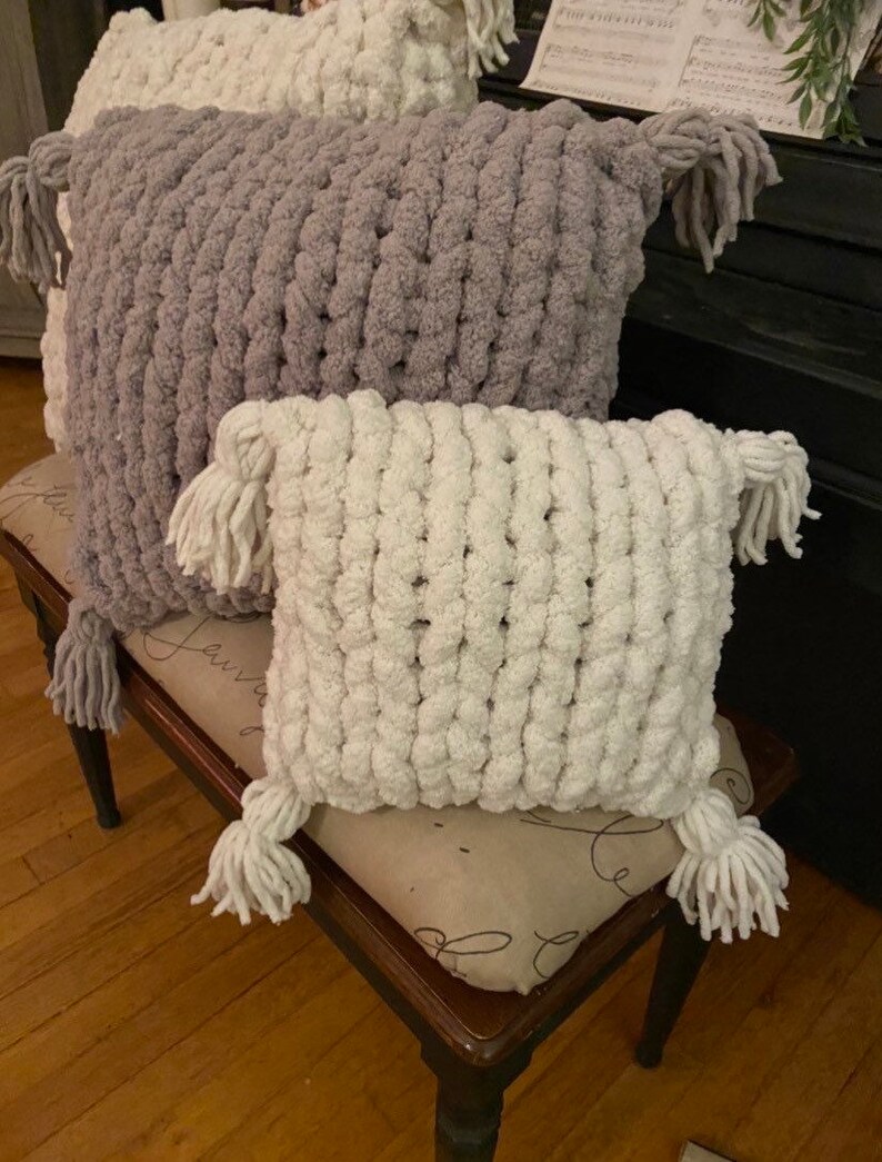 Cozy Chunky Yarn Pillows Tassels. Handmade. 3 Sizes. Choose Etsy