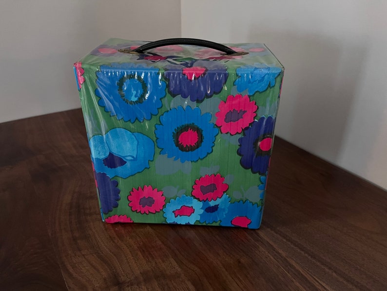 Retro Floral Index Card Box With Handle Etsy