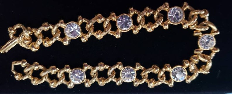 Crystal and Gold Rope Link Bracelet