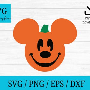 Mickey pumpkin svg, Halloween svg, cut files cricut silhouette, clipart, png, svg, eps, dxf, halloween png, Instant Download!