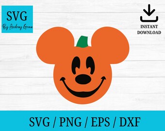 Mickey pumpkin svg, Halloween svg, cut files cricut silhouette, clipart, png, svg, eps, dxf, halloween png, Instant Download!