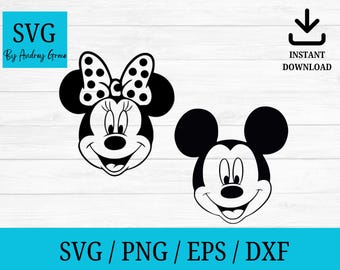 Minnie Mouse Face - Mickey Mouse Face Digital Download, Instant Download, svg, dxf, eps & png files included!