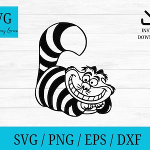 Grinsekatzen Bundle SVG Laser Cut Datei, Alice im Wunderland Download Digitale Datei - svg, dxf, pdf und png Cheshire grinsen - Kätzchen