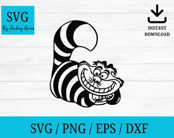 Cheshire Cat Bundle SVG Laser Cut File, Alice in Wonderland Download Digital File - svg, dxf, pdf, and png Cheshire grin - Kitten