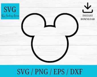 Mouse Outline svg, Mouse Head, Mouse Ears, Mouse head, svg, eps, png, dxf, jpeg, Digital Download, Cut File, Cricut, Silhouette, Glowforge