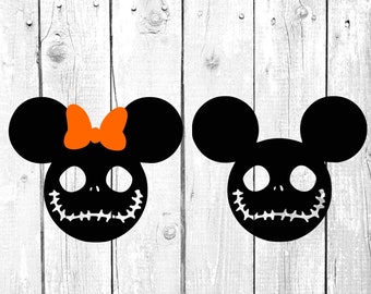 Jack Skellington Mickey Mouse Minnie Mouse svg, Halloween svg, cutting files for cricut silhouette, png, eps, svg