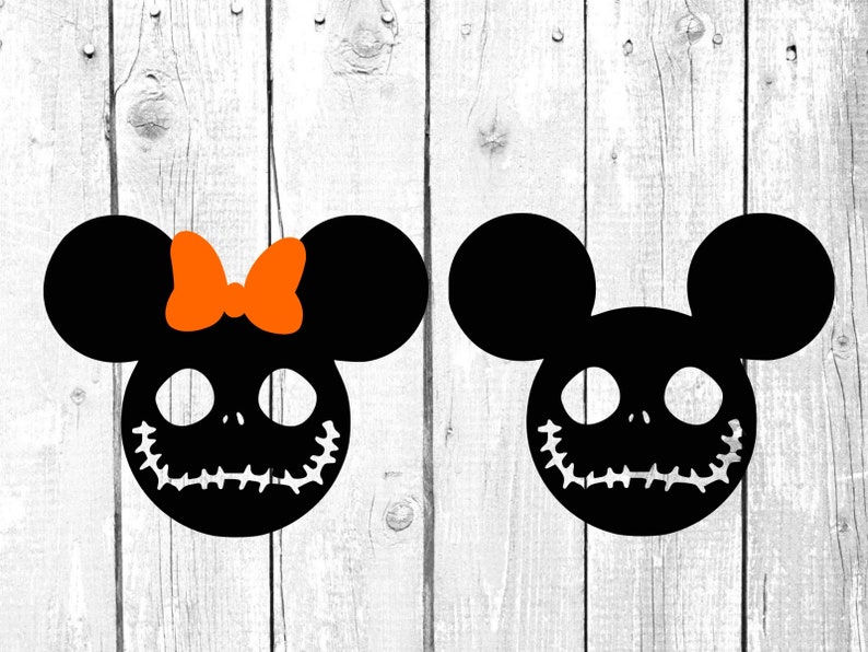 Jack Skellington Mickey Mouse Minnie Mouse svg, Halloween svg, cutting files for cricut silhouette, png, eps, svg image 1