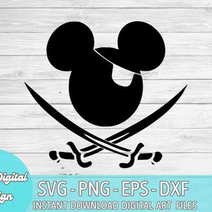 Mickey Mouse Pirate - Digital Download, Instant Download, svg, dxf, eps & png files included!