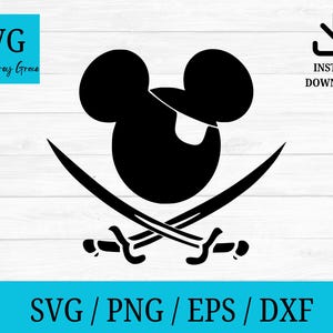 Mickey Mouse Pirate - Digital Download, Instant Download, svg, dxf, eps & png files included!