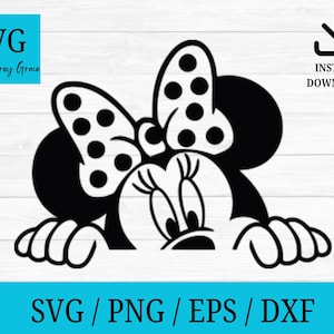 Peeking Minnie Mouse - Digital Download, Instant Download, svg, dxf, eps & png files included!