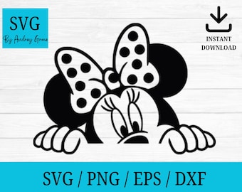 Peeking Minnie Mouse - Digital Download, Instant Download, svg, dxf, eps & png files included!