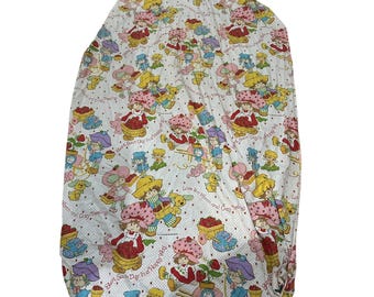 Sábana bajera individual vintage de 1980 con diseño de Strawberry Shortcake de American Greetings. Empieza cada día.