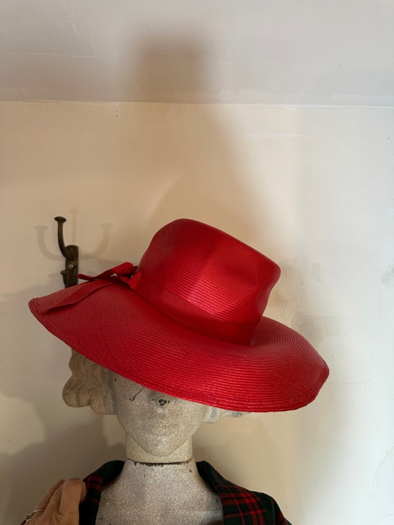 Vintage 1950’s Red Floppy Derby Style Hat Dajon N… - image 4