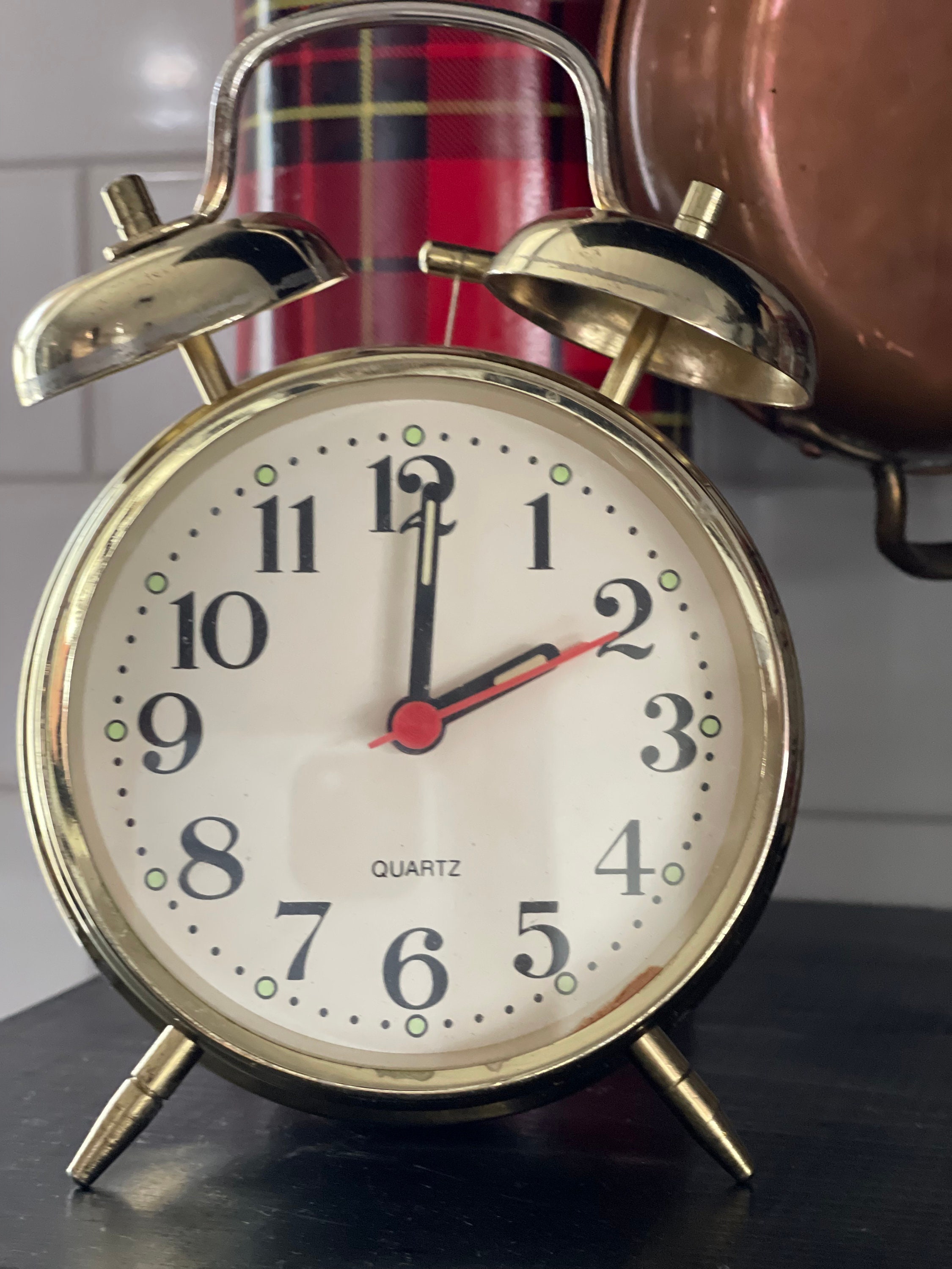 Vintage Quartz Brass 2 Bell Alarm Clock Analog Farmhouse Decor Etsy