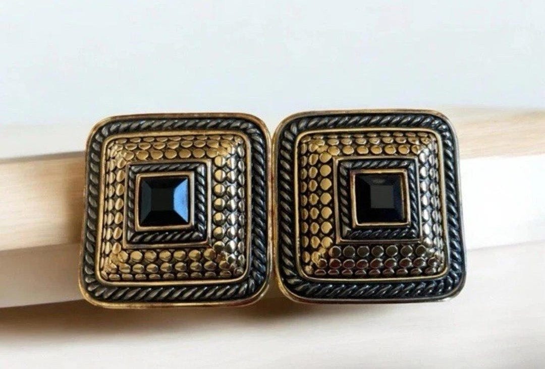 Vintage Paquette Gold Gild 2 Piece Interlocking Belt Buckle  display picture 3