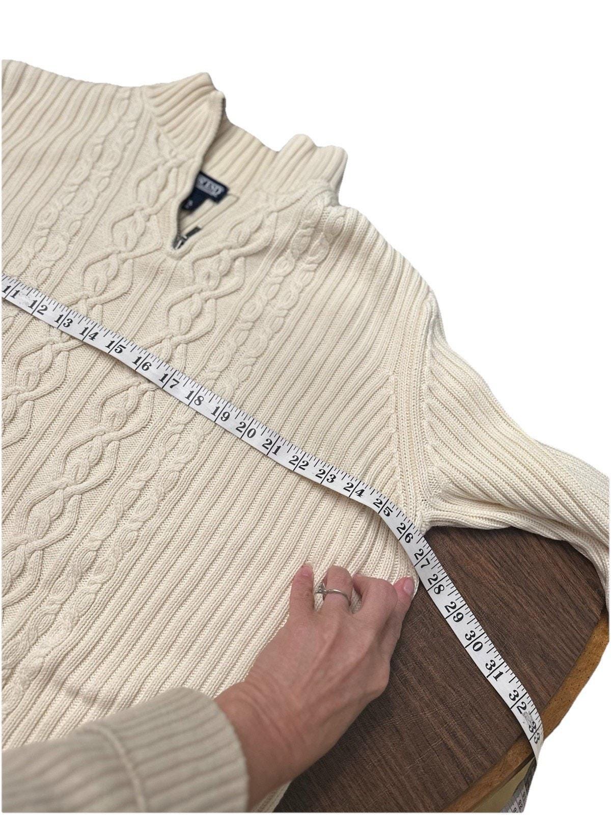 Vintage 80s LANDS END Fisherman Cable Knit Nautical Cream Pull 