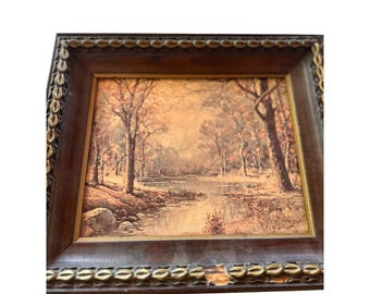 Vintage Robert Wood “october Morn” Framed Print on Canvas-signed