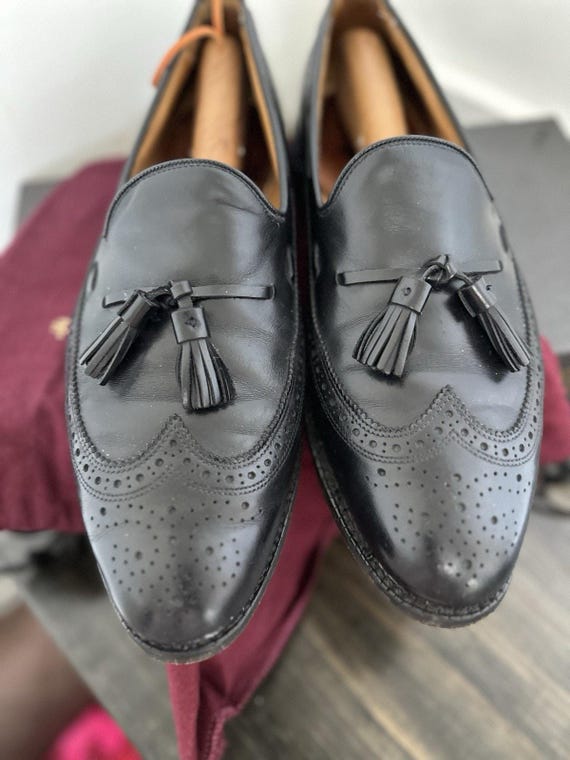 Allen Edmonds Manchester Black Wingtip Loafer Tassel 8507 Mens Sz
