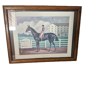 Charles Wysocki Jockey Horse The Winner Wood Framed Signed 17” X 13”