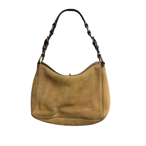 vintage coach old suède tote bag turn Coach Vintage Turn Lock Beige Suede Shoulder Bag W/leather Trim