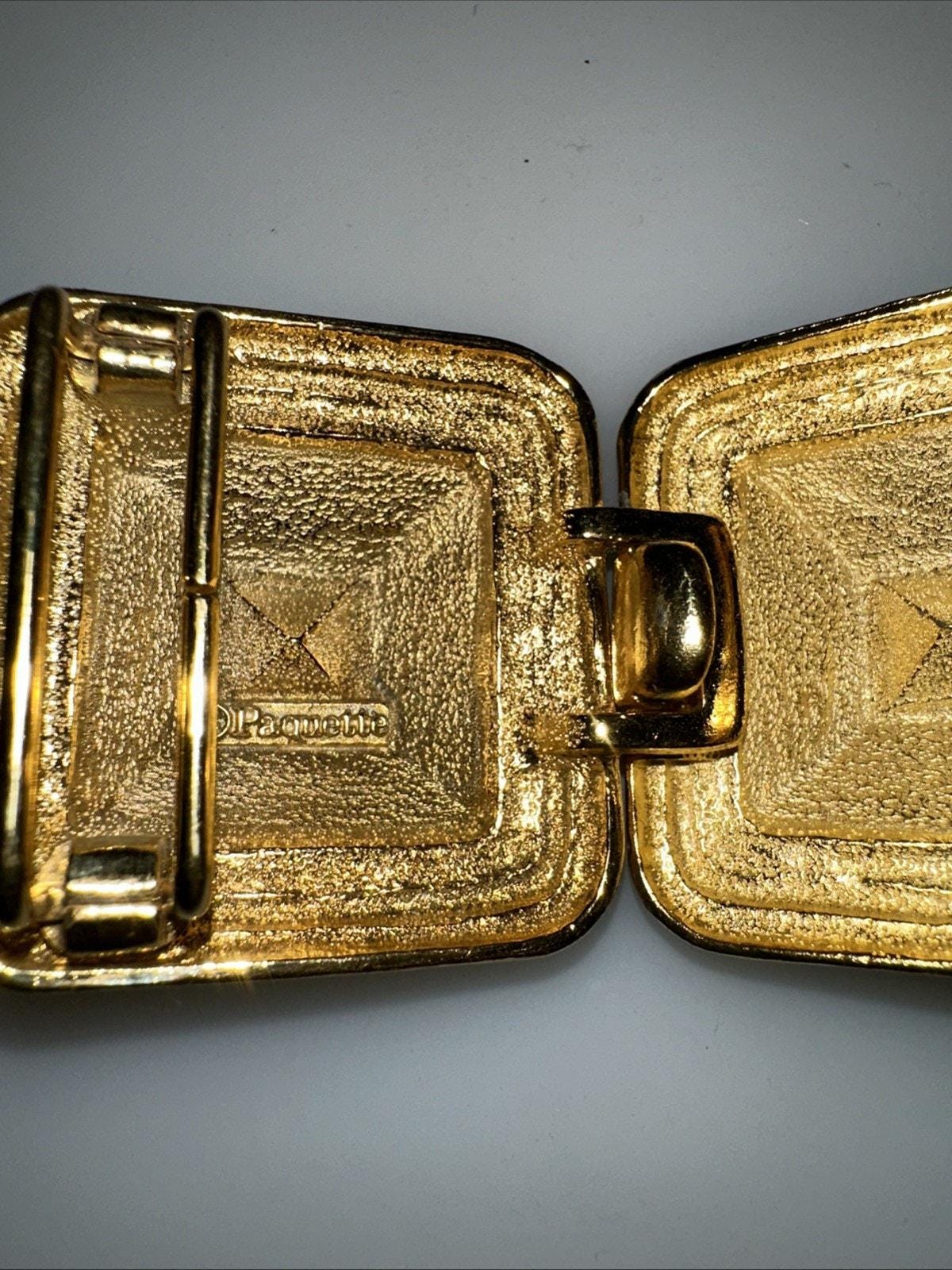 Vintage Paquette Gold Gild 2 Piece Interlocking Belt Buckle  display picture 3