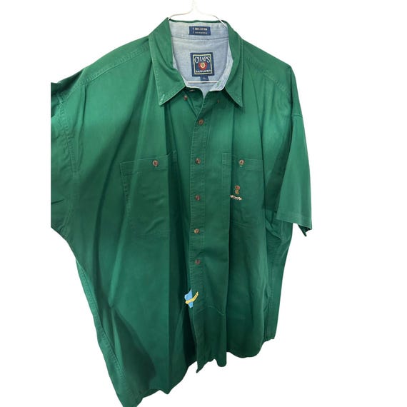 Vintage Chaps Ralph Lauren Cotton Green Button Down Short Sleeve