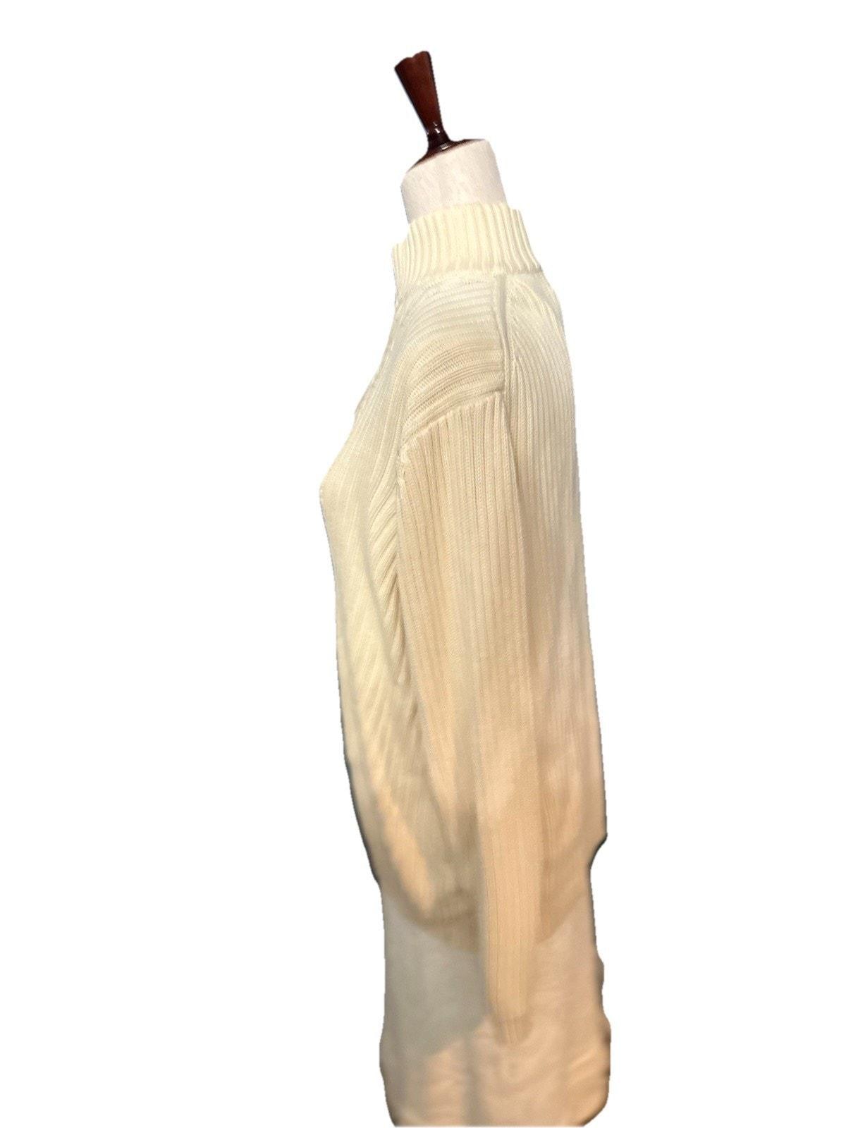 Vintage 80s LANDS END Fisherman Cable Knit Nautical Cream Pull 