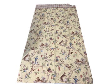 Scalamandre Exotoque Chinoserie Toile Drapery (1) 12 FT X 86"' Panel Rich Ecru