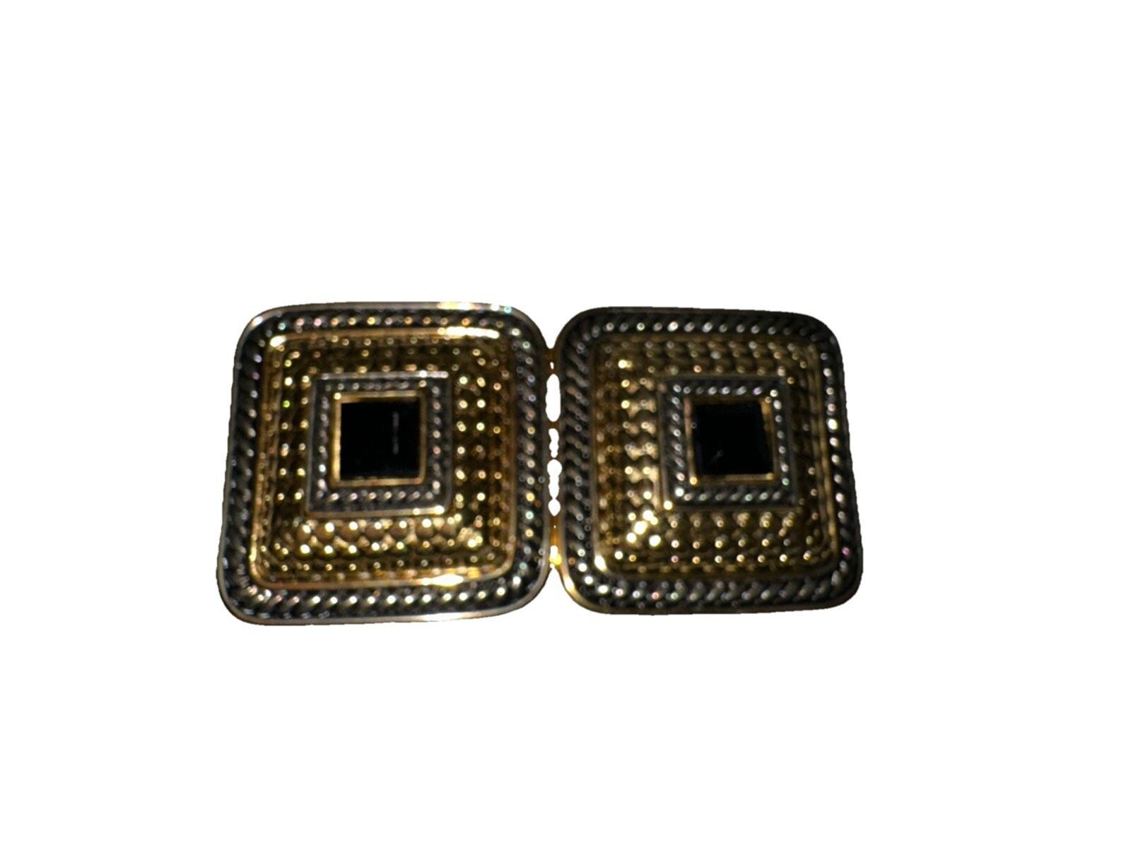 Vintage Paquette Gold Gild 2 Piece Interlocking Belt Buckle  display picture 1