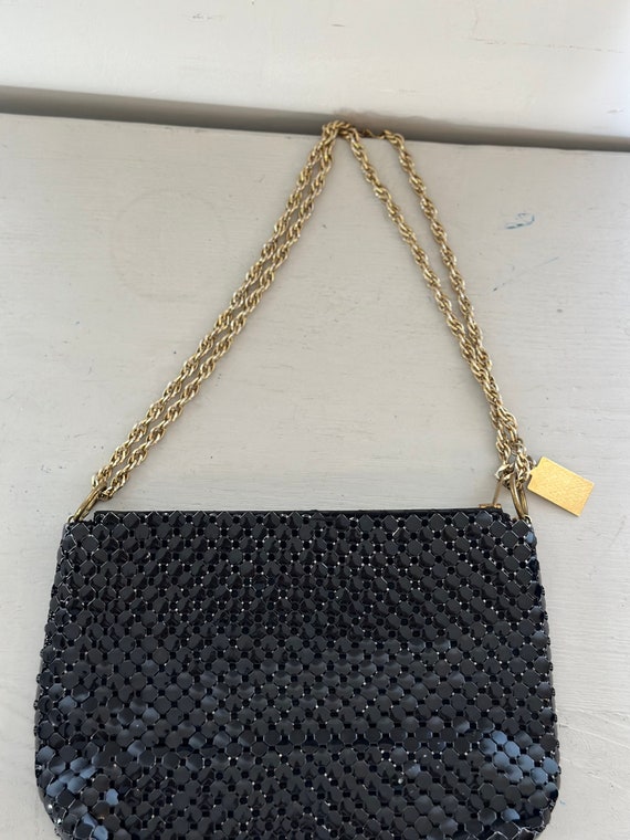 Vintage 1960’s Whiting And Davis Black Mesh Gold … - image 1