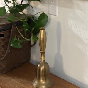 11&quot; Tall Brass School Bell with Brass Handle - Vintage Made In India