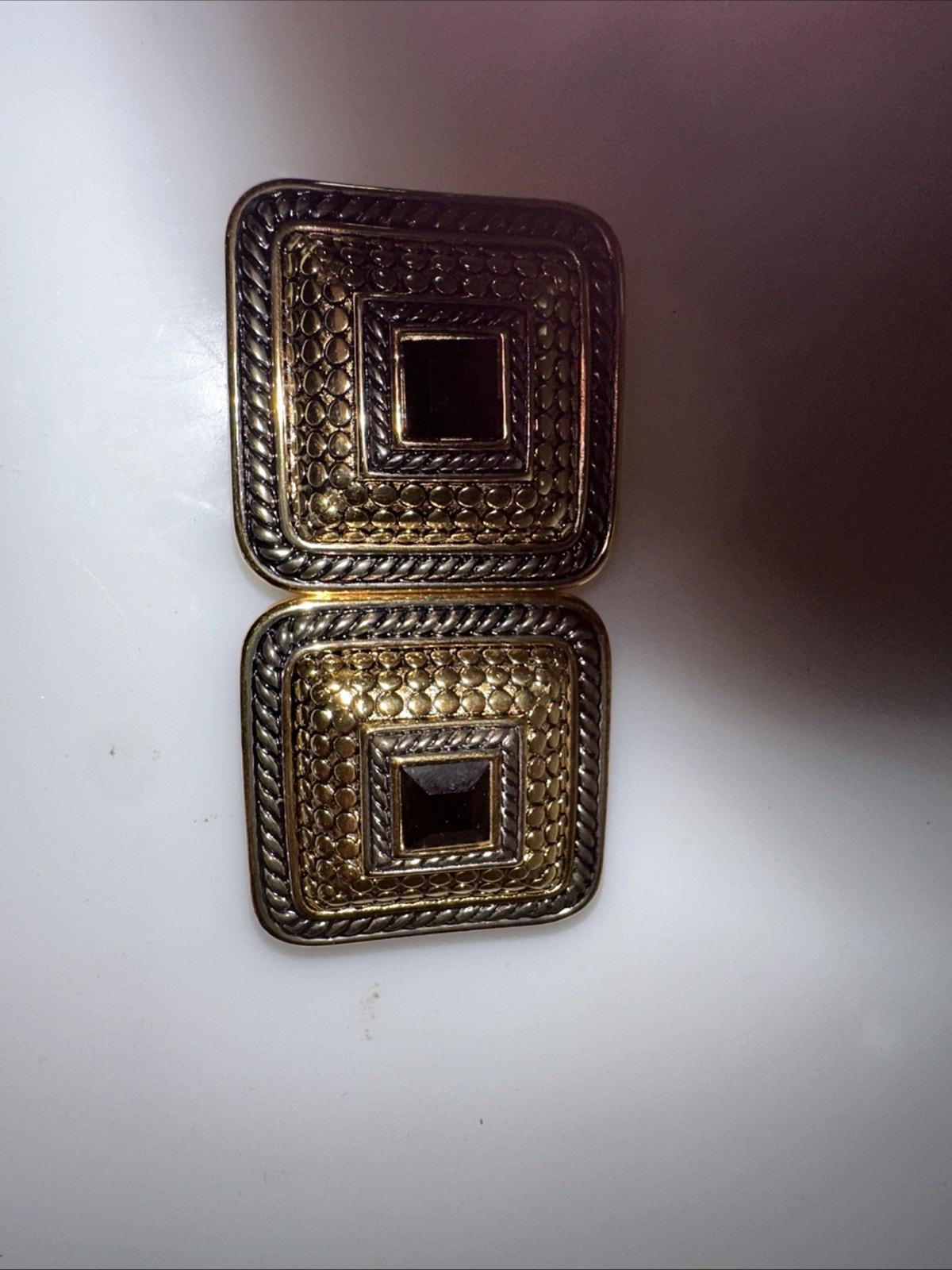 Vintage Paquette Mixed Metal 2 Piece‎ Interlocking Belt Buckle Rhinestone Vintage Paquette Mixed Metal 2 Piece Interlocking Belt  main image 2