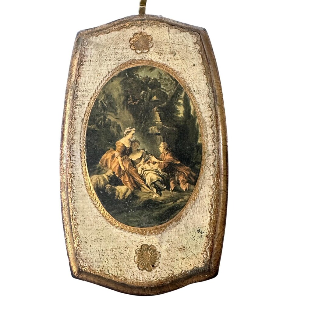 Vintage Italian Florentine Wood Art Wall Plaque Gilded the Music Lesson ...