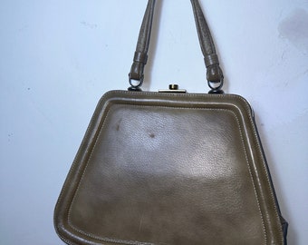 Vintage Leather Beige Bag By Zenith Hand Made 1960’s Pocketbook Purse