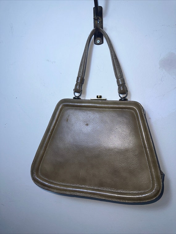 Vintage Leather Beige Bag By Zenith Hand Made 1960